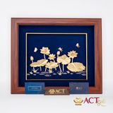 Quà tặng Tranh Hoa Sen dát vàng 24k ACT GOLD ISO 9001:2015