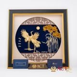 Quà tặng tranh Đôi Chim Hạc dát vàng 24k ACT GOLD ISO 9001:2015 (Mẫu 2)