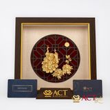 Quà tặng tranh Đôi chim công dát vàng 24k ACT GOLD ISO 9001:2015 (Mẫu 1)