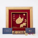 Quà tặng tranh Đôi Chim Công dát vàng 24k ACT GOLD ISO 9001:2015 (Mẫu 3)