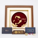 Quà tặng tranh Cá Chép Hoa Sen dát vàng 24k ACT GOLD ISO 9001:2015