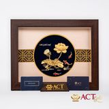 Quà tặng tranh Hoa Sen dát vàng 24k ACT GOLD ISO 9001:2015