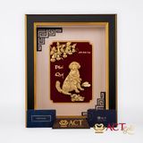 Quà tặng Tranh Chó Phú Quý dát vàng 24k ACT GOLD ISO 9001:2015