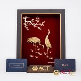 Quà tặng tranh Đôi Chim Hạc dát vàng 24k ACT GOLD ISO 9001:2015 (Mẫu3)