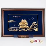 Quà tặng tranh Thuyền dát vàng 24k ACT GOLD ISO 9001:2015 (Mẫu 7)