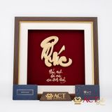 Quà tặng tranh thư pháp chữ PHÚC dát vàng 24k ACT GOLD ISO 9001:2015