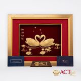 Quà tặng tranh Đôi Thiên Nga dát vàng 24k ACT GOLD ISO 9001:2015 (Mẫu 4)