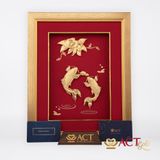 Quà tặng tranh Cá Chép Hoa Mẫu đơn dát vàng 24k ACT GOLD ISO 9001:2015