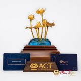 Quà tặng Cá Chép Hoa Sen dát vàng 24k ACT GOLD ISO 9001:2015