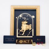 Quà tặng Tranh Cung Kim Ngưu dát vàng 24k ACT GOLD ISO 9001:2015