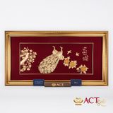 Quà tặng tranh Đôi Chim Công dát vàng 24k ACT GOLD ISO 9001:2015 (Mẫu 10)