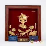 Tranh Chùa Một Cột dát vàng 24k ACT GOLD ISO 9001:2015 (Mẫu 1)