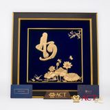 Quà tặng Tranh Chữ An Hoa Sen dát vàng 24k ACT GOLD ISO 9001:2015 (Mẫu 6)