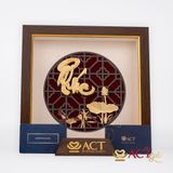 Quà tặng Tranh chữ Phúc hoa Sen dát vàng 24k ACT GOLD ISO 9001:2015