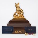 Quà tặng Tượng Mèo Phú Quý dát vàng 24k ACT GOLD ISO 9001:2015