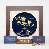 Quà tặng tranh Cá Chép Hoa Mộc Lan dát vàng 24k ACT GOLD ISO 9001:2015 (Mẫu 2)
