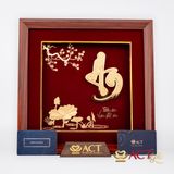 Quà tặng Tranh Chữ An Hoa Sen dát vàng 24k ACT GOLD ISO 9001:2015