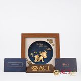 Quà tặng Tranh Cung Kim Ngưu dát vàng 24k ACT GOLD ISO 9001:2015