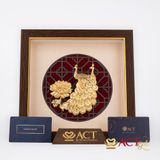 Quà tặng tranh Đôi chim công dát vàng 24k ACT GOLD ISO 9001:2015 (Mẫu 2)