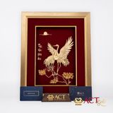 Quà tặng Tranh Đôi Chim Hạc dát vàng 24k ACT GOLD ISO 9001:2015