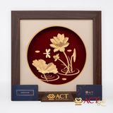 Quà tặng Tranh Hoa Sen dát vàng 24k ACT GOLD ISO 9001:2015