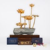 Quà tặng Chậu Sen 6 Cành dát vàng 24k ACT GOLD ISO 9001:2015