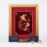 Tranh Cá Chép Vượt Vũ Môn dát vàng 24k ACT GOLD ISO 9001:2015 (Mẫu 4)