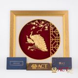Quà tặng tranh Đôi Chim Công dát vàng 24k ACT GOLD ISO 9001:2015