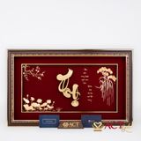 Quà tặng Tranh Chữ Thọ Hoa Sen dát vàng 24k ACT GOLD ISO 9001:2015
