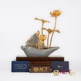 Quà tặng Chậu Sen 6 Cành Chuồn Chuồn dát vàng 24k ACT GOLD ISO 9001:2015