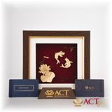 Quà tặng tranh Cá Chép Hoa Sen dát vàng 24k ACT GOLD ISO 9001:2015