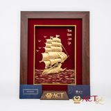 Quà tặng tranh Thuyền dát vàng 24k ACT GOLD ISO 9001:2015 (Mẫu 12)