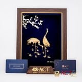 Quà tặng tranh Đôi Chim Hạc dát vàng 24k ACT GOLD ISO 9001:2015