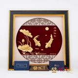 Quà tặng tranh Cá Chép Hoa Sen dát vàng 24k ACT GOLD ISO 9001:2015