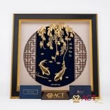 Quà tặng tranh Cá Chép Hoa Tử Đằng dát vàng 24k ACT GOLD ISO 9001:2015