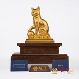 Quà tặng Tượng Mèo Phú Quý dát vàng 24k ACT GOLD ISO 9001:2015