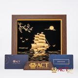 Quà tặng tranh Thuyền dát vàng 24k ACT GOLD ISO 9001:2015