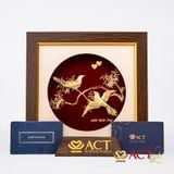 Quà tặng tranh Đôi Chim Hoạ Mi dát vàng 24k ACT GOLD ISO 9001:2015