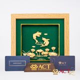 Quà tặng tranh Cá Chép Hoa Sen dát vàng 24k ACT GOLD ISO 9001:2015