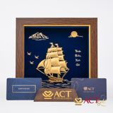 Quà tặng tranh Thuyền dát vàng 24k ACT GOLD ISO 9001:2015
