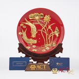 Quà tặng Đĩa Cá Chép Hoa Sen dát vàng 24k ACT GOLD ISO 9001:2015 (Mẫu 3)