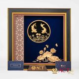 Quà tặng tranh Cá Chép Hoa Sen dát vàng 24k ACT GOLD ISO 9001:2015