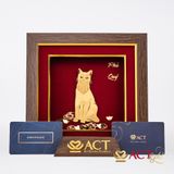 Quà tặng Tranh Mèo Phú Quý dát vàng 24k ACT GOLD ISO 9001:2015