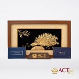 Quà tặng tranh Đôi Chim Công dát vàng 24k ACT GOLD ISO 9001:2015 (Mẫu 15)