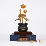 Quà tặng Chậu Sen 6 Cành dát vàng 24k ACT GOLD ISO 9001:2015