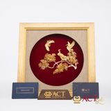 Quà tặng tranh Tùng Hạc Diên Niên dát vàng 24k ACT GOLD ISO 9001:2015
