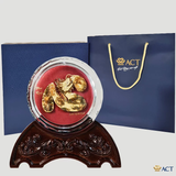 Quà tặng Chặn Giấy Chữ Tâm Hóa Rồng Pha Lê Vàng Lá 24k ACT GOLD ISO 9001:2015