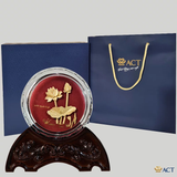 Quà tặng Chặn Giấy Hoa Sen Pha Lê Vàng Lá 24k ACT GOLD ISO 9001:2015