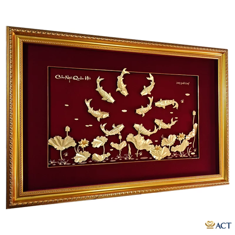 Tranh Cửu Ngư dát vàng 24k ACT GOLD ISO 9001:2015 (Mẫu 6)