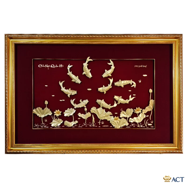 Tranh Cửu Ngư dát vàng 24k ACT GOLD ISO 9001:2015 (Mẫu 6)
